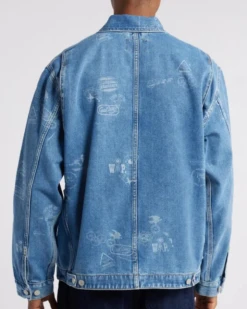 Us Military Jacket -Us Military Jacket Carhartt Work In Progress Stamp Print Blue Denim Chore Coat 1