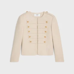 Celine Military Cream Tweed Parade Jacket