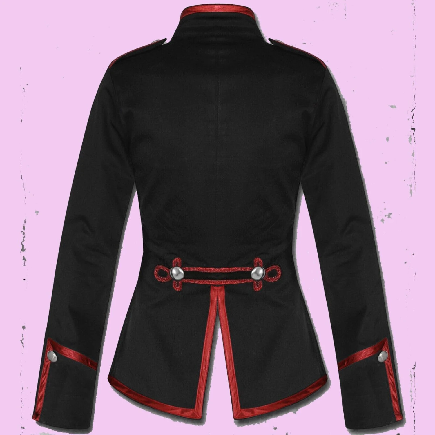 Criminal Black Wine Red Steampunk Goth Victoria Military Parade Jacket 4 Criminal Black Wine Red Steampunk Goth Victoria Military Parade Jacket - Image 2