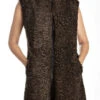 Dennis Astrakhan Persian Lamb Fur Sleeveless Brown Coat -Us Military Jacket Dennis Karakul Persian Lamb Astrakhan Shearling Fur Sleeveless Mid Length Brown Coat