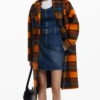 Desigual Napoles Orange Plaid Coat