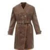 Distressed Women Leather Trench Coat -Us Military Jacket Distressed leather trench coat