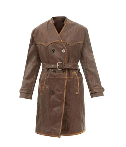 Distressed Women Leather Trench Coat 3 Distressed Women Leather Trench Coat