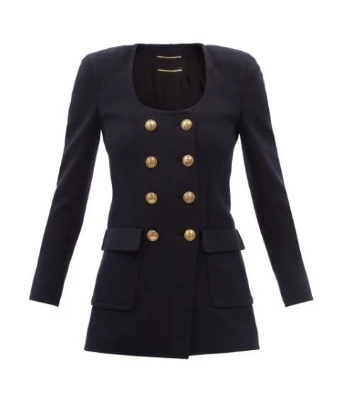 Double Breasted Wool Blend Jersey Peacoat 3 Double Breasted Wool Blend Jersey Peacoat