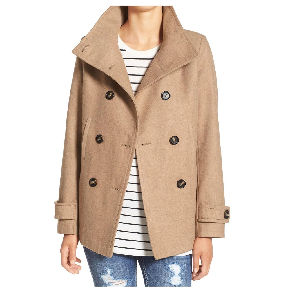 Women’s Double Breasted Camel Peacoat 4 Women’s Double Breasted Camel Peacoat - Image 2