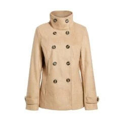 Women’s Double Breasted Camel Peacoat