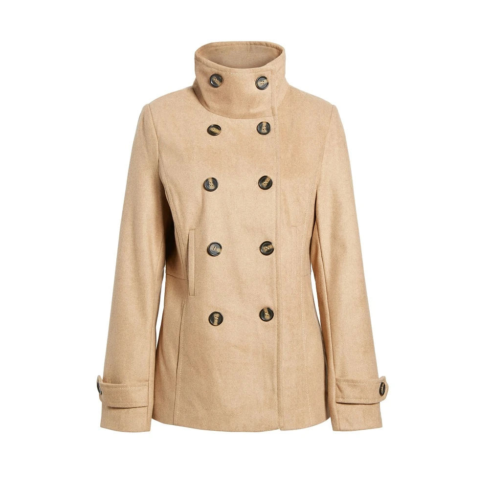 Women’s Double Breasted Camel Peacoat 3 Women’s Double Breasted Camel Peacoat
