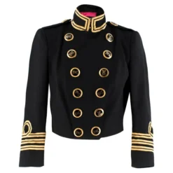 Dsquared 2 Black & Gold Cropped Military Parade Jacket