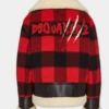 Dsquared2 Red Plaid Wool Aviator Jacket -Us Military Jacket Dsquared2 Red Plaid Wool Aviator Jacket