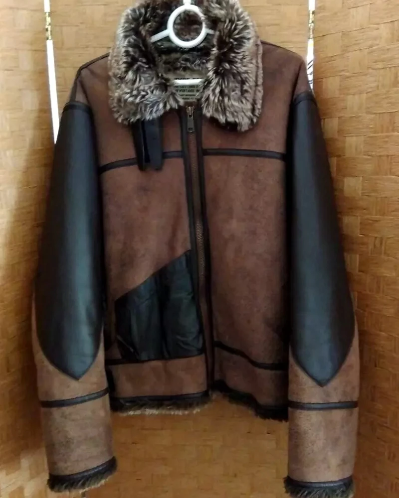 EDWIN Type B-3 Leather Brown Flight Mouton Bomber Jacket 3 EDWIN Type B-3 Leather Brown Flight Mouton Bomber Jacket