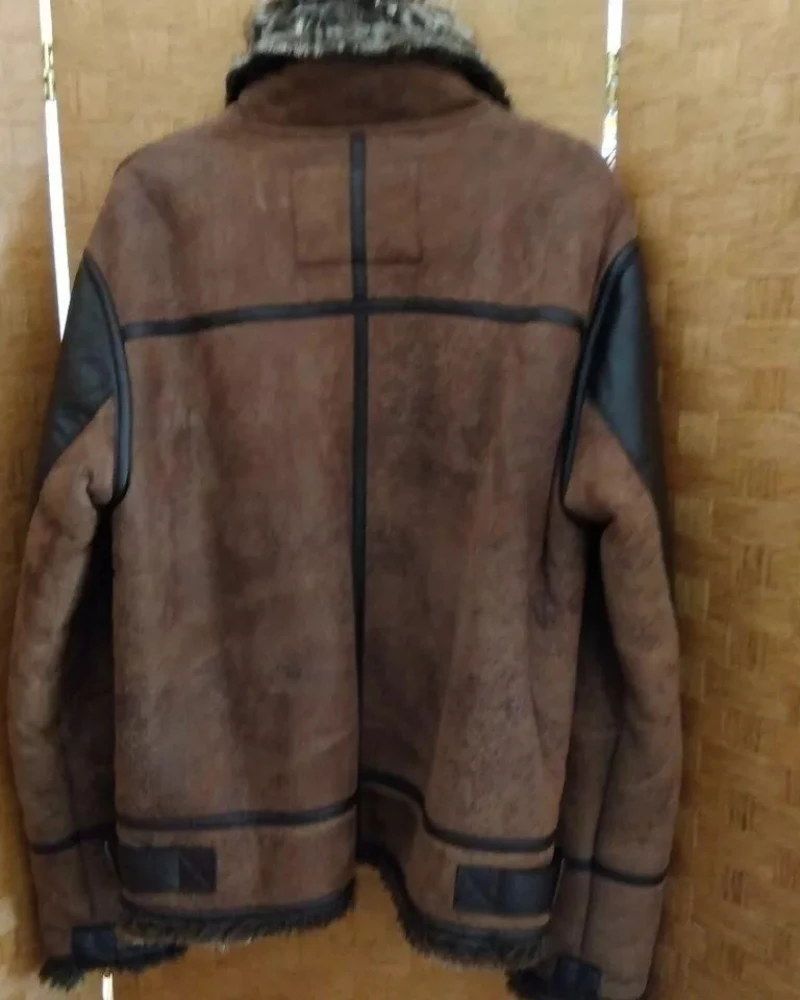 EDWIN Type B-3 Leather Brown Flight Mouton Bomber Jacket 4 EDWIN Type B-3 Leather Brown Flight Mouton Bomber Jacket - Image 2