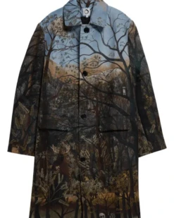 Endless Joy Arcadia Cotton & Wool Jacquard Button-up Overcoat