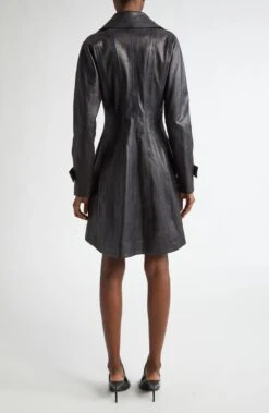 Ferragamo Asymmetric Double Breasted Leather Coat -Us Military Jacket Ferragamo Asymmetric Double Breasted Leather Coat