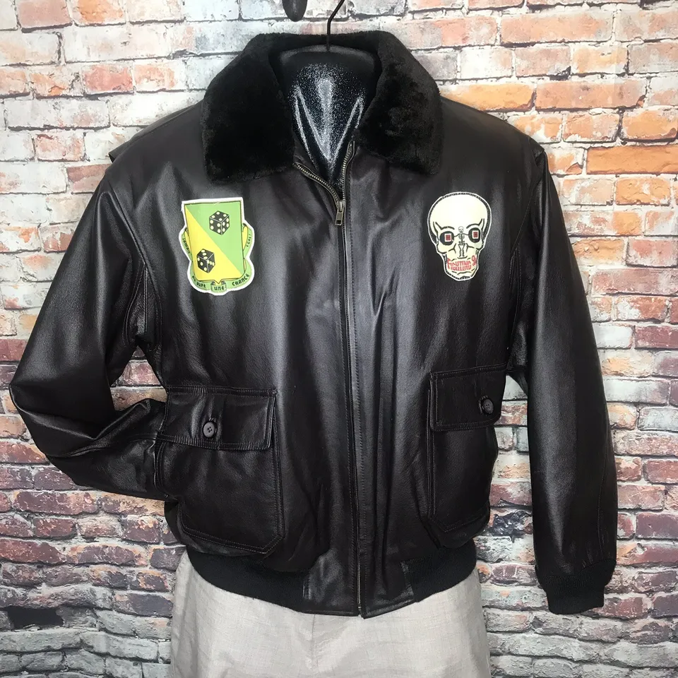 G-1 Black Leather Bomber Flight Pilot Jacket 3 G-1 Black Leather Bomber Flight Pilot Jacket