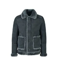 GREY FUR BOMBER AVIATOR WW2 STYLE LEATHER JACKET