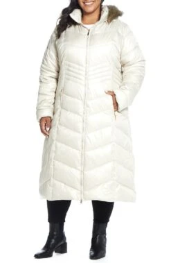 Gallery Hooded Maxi Puffer Coat With Faux Fur Trim