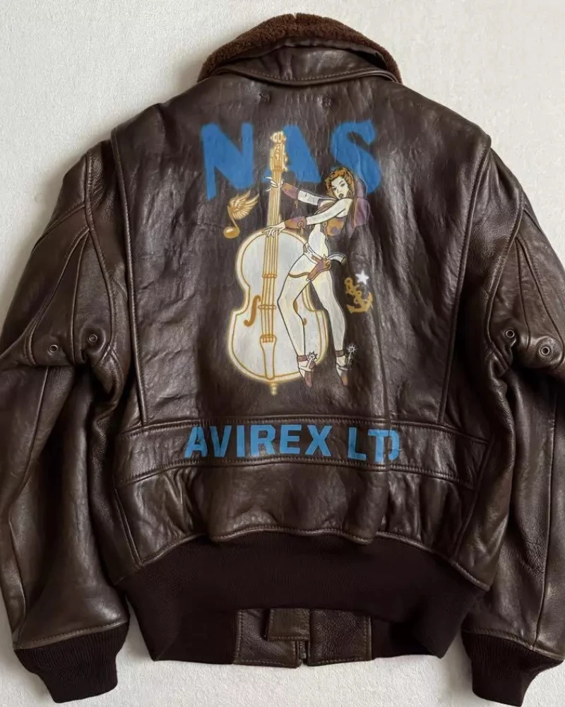 Girl Kiwami Avirex G-1 Brown Leather Flight Jacket 3 Girl Kiwami Avirex G-1 Brown Leather Flight Jacket