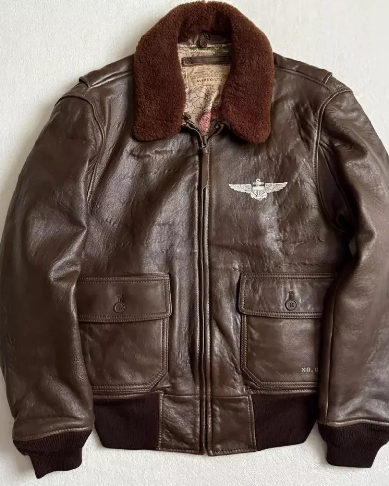 Girl Kiwami Avirex G-1 Brown Leather Flight Jacket 4 Girl Kiwami Avirex G-1 Brown Leather Flight Jacket - Image 2