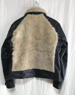 Good Real Fur Mouton Boa Bear Jean Grizzly B-3 Black Leather Jacket -Us Military Jacket Good Real Fur Mouton Boa Bear Jean Grizzly B 3 Black Jacket