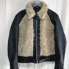 Good Real Fur Mouton Boa Bear Jean Grizzly B-3 Black Leather Jacket -Us Military Jacket Good Real Fur Mouton Boa Bear Jean Grizzly B 3 Black Leather Jacket