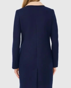 Halogen Contrast Collar Double Breasted Coat -Us Military Jacket Halogen Contrast Collar Double Breasted Coat