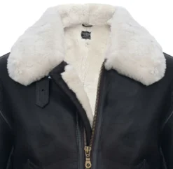 Hartland B-3 WW2 Leather Sheepskin Jacket With White Fur -Us Military Jacket Hartland B 3 WW2 Leather Jacket With White Fur