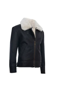 Hartland B-3 WW2 Leather Sheepskin Jacket With White Fur -Us Military Jacket Hartland B 3 WW2 Sheepskin Jacket With White Fur 1