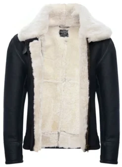 Hartland B-3 WW2 Leather Sheepskin Jacket With White Fur -Us Military Jacket Hartland B 3 WW2 Sheepskin Jacket With White Fur