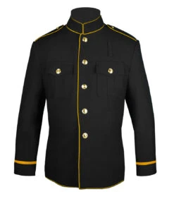 High Collar Police Honor Guard Black And Gold Uniform Jacket
