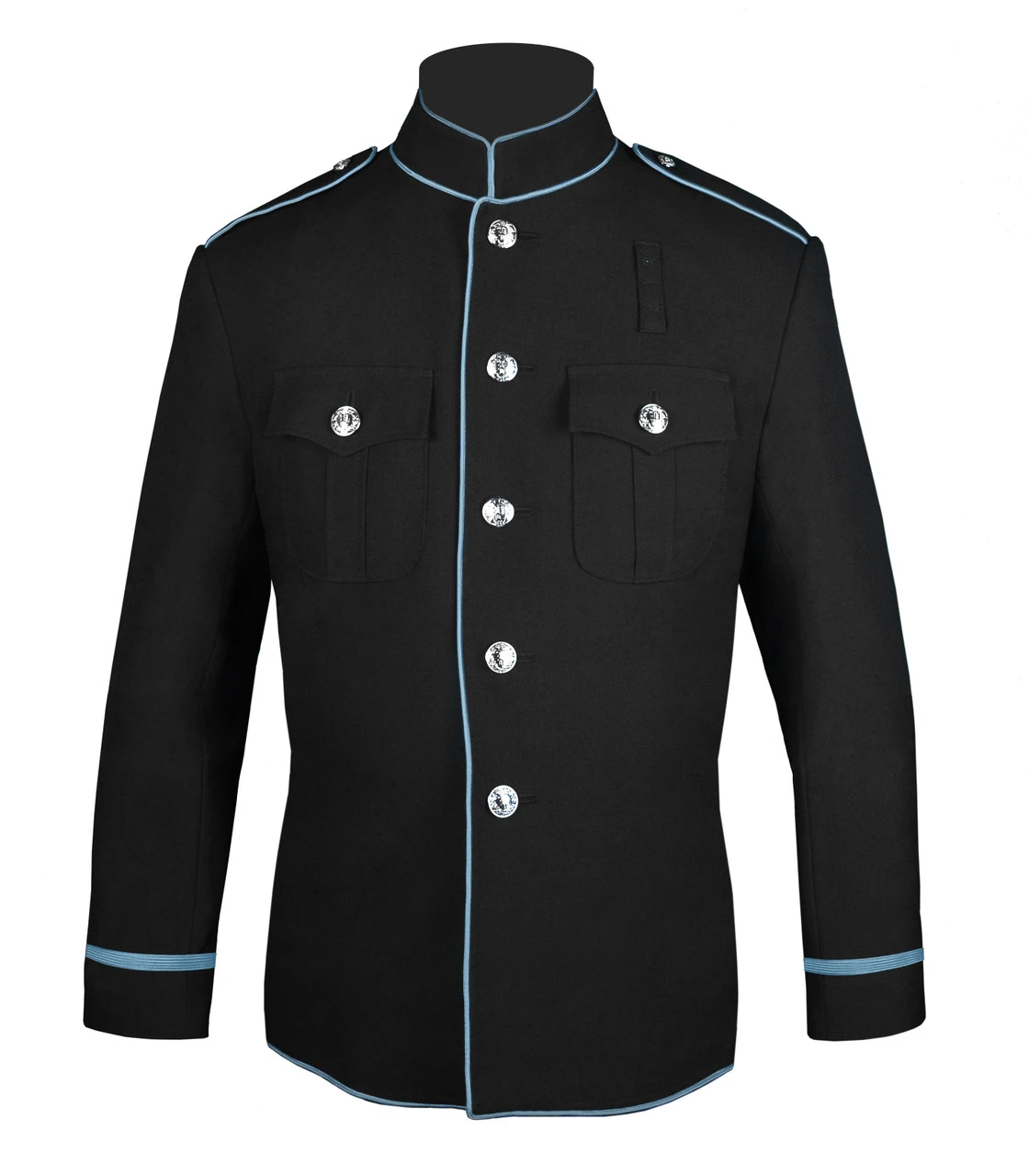 High Collar Police Honor Guard Black And Powder Blue Uniform Jacket 3 High Collar Police Honor Guard Black And Powder Blue Uniform Jacket