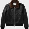 Hill Bomber Black Shearling Leather Jacket -Us Military Jacket Hill Bomber Black Shearling Leather Jacket