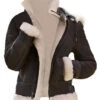 Karen-sf Bomber Aviator Brown Hooded Jacket 1 Karen-sf Bomber Aviator Brown Hooded Jacket -Us Military Jacket Karen sf Bomber Aviator Shearling Fur Brown Warm Winter Leather Jacket With Detachable Hood 1