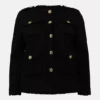 Karenmillen Black Frayed Edged Textured Military Jacket