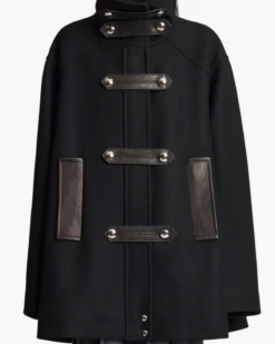Khaite Melbo Mixed Media Black Wool Coat