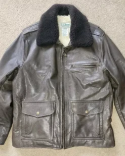 LL Bean G-1 Leather Shearling Aviator Flight Bomber Jacket