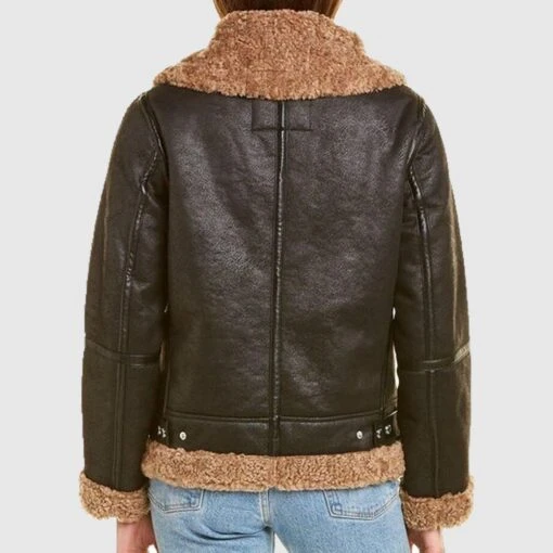 Laura Black Sf Bomber Aviator Shearling Jacket 4 Laura Black Sf Bomber Aviator Shearling Jacket - Image 2