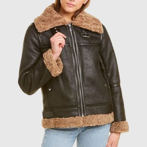 Laura Black Sf Bomber Aviator Shearling Jacket 3 Laura Black Sf Bomber Aviator Shearling Jacket
