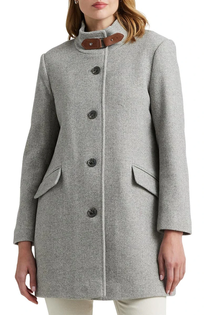 Lauren Ralph Lauren Grey Tab Front Wool Blend Coat 3 Lauren Ralph Lauren Grey Tab Front Wool Blend Coat