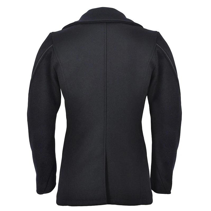 Men’s Navy Leather Trim Wool Peacoat 4 Men’s Navy Leather Trim Wool Peacoat - Image 2