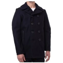 Men’s Navy Leather Trim Wool Peacoat 10 Men’s Navy Leather Trim Wool Peacoat -Us Military Jacket Leather Trim Peacoat Navy