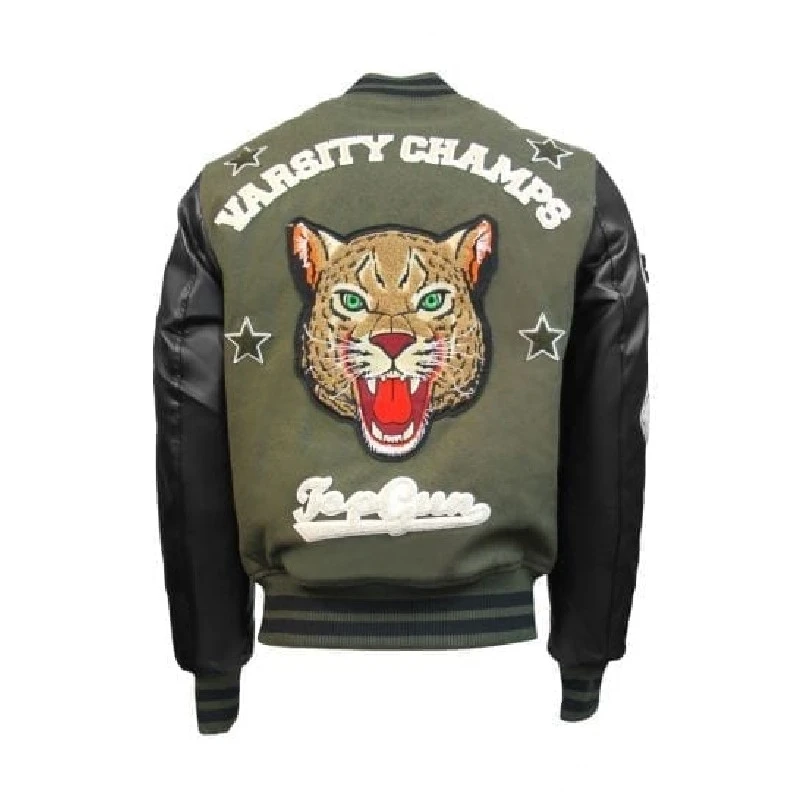 Top Gun Leopard Olive Wool-PU Jacket 3 Top Gun Leopard Olive Wool-PU Jacket