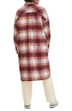Levi’s Burgundy Plaid Wool Longline Coat -Us Military Jacket Levis Burgundy Plaid Longline Coat