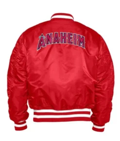 Los Angeles Angels Bomber Ma-1 Jacket -Us Military Jacket Los Angeles Angels Ma 1 Bomber Red Full zip Satin Jacket 1