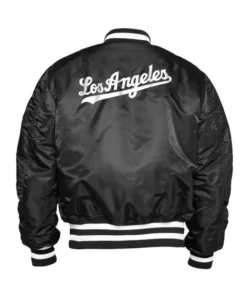 La Dodgers Bomber Ma-1 Jacket -Us Military Jacket Los Angeles Dodgers Ma 1 Bomber Black Satin Full zip Jacket 1