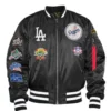 La Dodgers Bomber Ma-1 Jacket 1 La Dodgers Bomber Ma-1 Jacket -Us Military Jacket Los Angeles Dodgers Ma 1 Bomber Black Satin Full zip Jacket