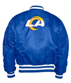 Los Angeles Rams Bomber Ma-1 Royal Satin Jacket -Us Military Jacket Los Angeles Rams Ma 1 Royal Blue Bomber Satin Jacket 1
