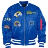 Los Angeles Rams Bomber Ma-1 Royal Satin Jacket
