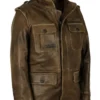 M-65 Field Olive Leather Jacket -Us Military Jacket M 65 Field Olive Leather Jacket