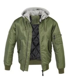 MA 1 Nylon Hooded Olive Jacket
