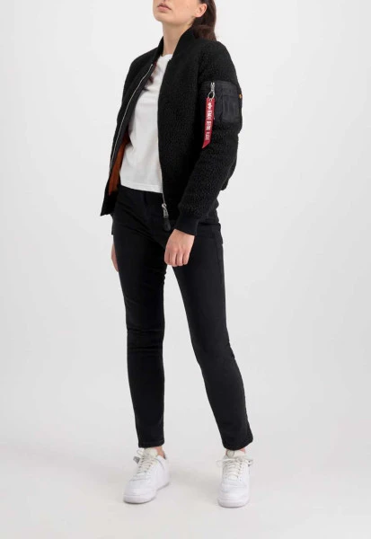 Ma-1 Black Teddy Bomber Jacket 4 Ma-1 Black Teddy Bomber Jacket - Image 2